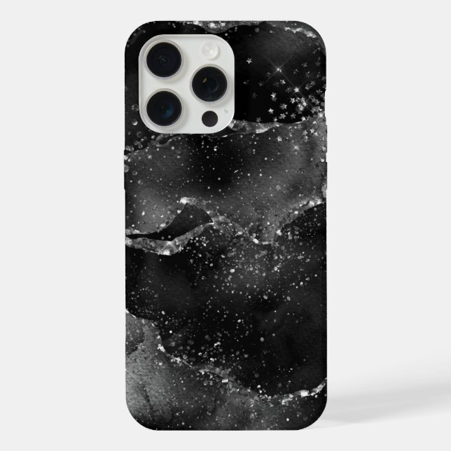Coque iPhone Moody Agate | Onyx Black Silver Vampy Goth Parties (Verso)