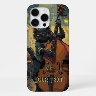Coque iPhone 16 Pro Max Moody Black Cat Playing Cello Cool Cellist Gift