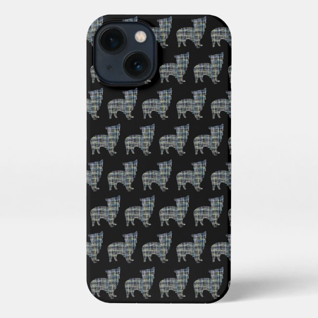 Coque iPhone Morkie Chien Cute Silhouette Grille Noir (Verso)