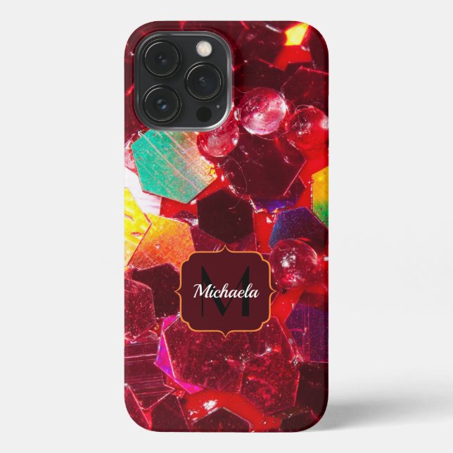 Coque iPhone Mosaïque rouge abstrait brillant parties scintilla (Verso)