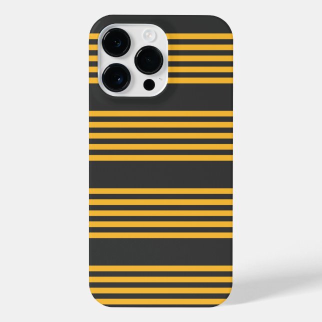 Coque iPhone Motif à cinq bandes Sunny jaune et charbon de bois (Verso)