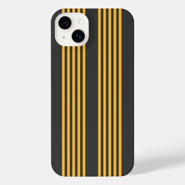 Coque iPhone Motif à cinq bandes Sunny jaune et charbon de bois (Verso)