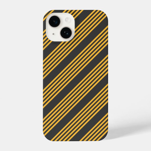 Coque iPhone Motif à cinq bandes Sunny jaune et charbon de bois (Verso)