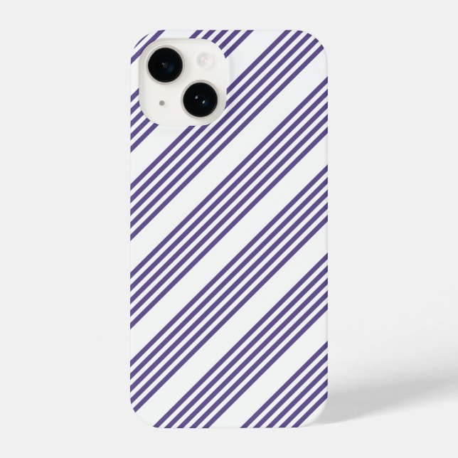 Coque iPhone Motif à cinq bandes Ultra violet et blanc (Verso)