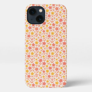 Etui iPhone 13 Motif à fleurs rose et jaune