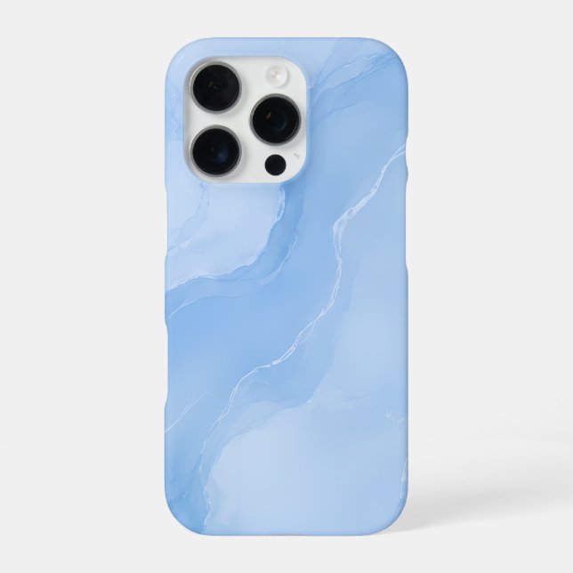 Coque iPhone Motif Abstrait de Marbre Bleu Clair (Verso)