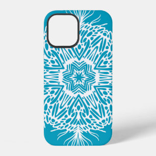 Coque iPhone 12 Motif abstrait vintage de flocon de neige créatif.