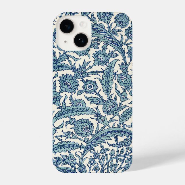 Coque iPhone Motif arabe Floral Orné Bleu (Verso)