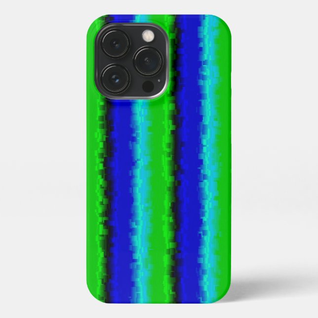 Coque iPhone Motif arc-en-ciel bleu vert abstrait 3D (Verso)