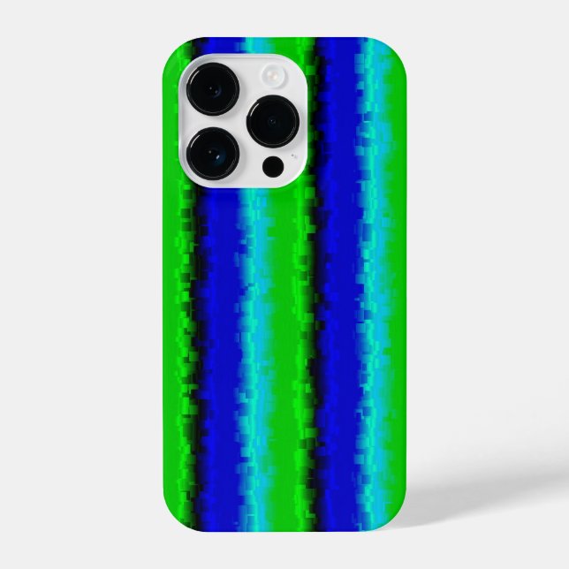 Coque iPhone Motif arc-en-ciel bleu vert abstrait 3D (Verso)