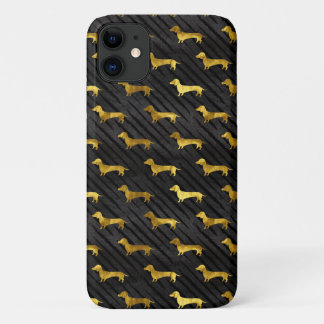 Coque iphone Motif Black and Gold Dachshund