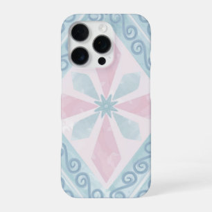Coque iPhone 16 Pro motif bleu en forme de diamant