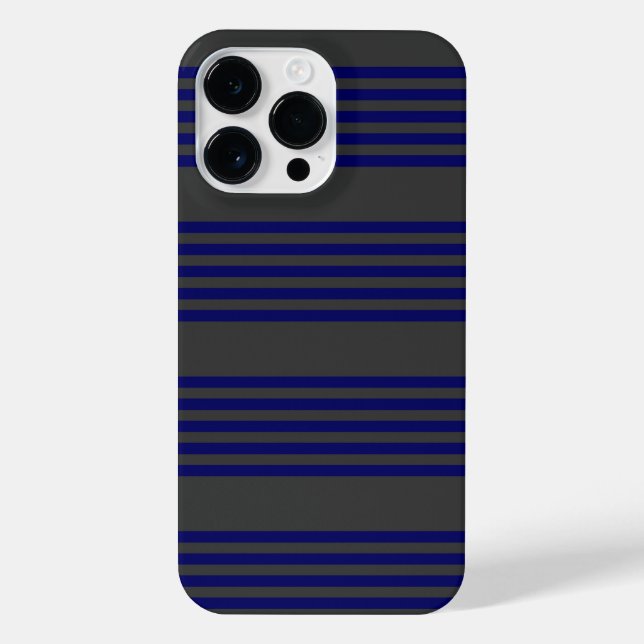 Coque iPhone Motif bleu marine et charbon cinq bandes (Verso)