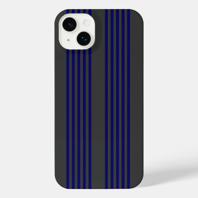 Coque iPhone Motif bleu marine et charbon cinq bandes (Verso)