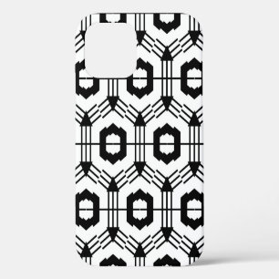 Coque iPhone 12 Motif d'art continu. Fond géométrique vintage