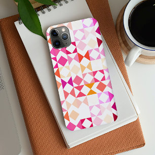 Coque iPhone 11Pro Max Motif d'art en mosaïque rouge orange rose chaud