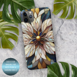 Coque iPhone 16 Pro Max Motif d'art floral en verre coloré chic classique