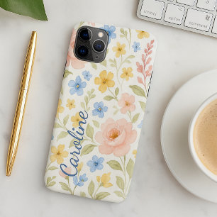 Coque iPhone 16 Pro Max Motif d'art floral français shabby chic personnali