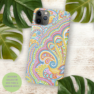 Coque iPhone 16 Pro Max Motif d'art floral paisley orné coloré et classe