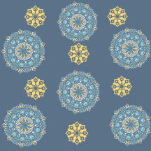 Motif d'art mandala bleu turquoise et jaune