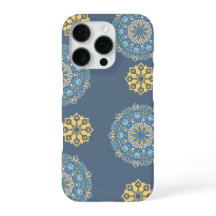 Motif d'art mandala bleu turquoise et jaune