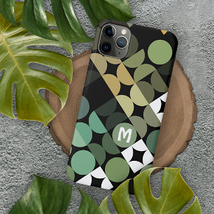 Coque iPhone 11Pro Max Motif d'art noir Turquoise bleu rétro personnalisé