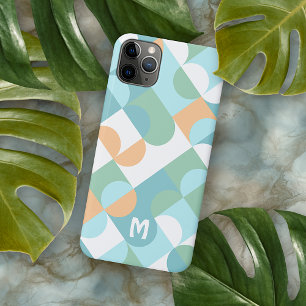 Coque iPhone 12 Pro Motif d'art Turquoise bleu bleu rétro