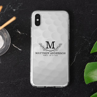 Coque iPhone XS Max Motif de balle de golf personnalisé Nom Monogramme