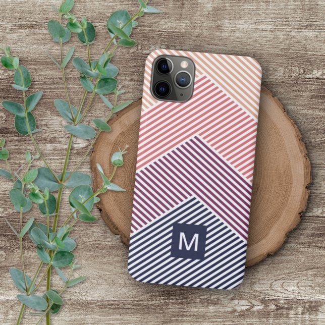 Coque iPhone Motif de bande orange rouge bleu foncé personnalis (Créateur téléchargé)