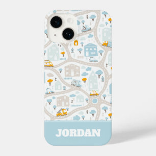 Coque Pour iPhone 14 Motif de carte de quartier de Cute Pastel
