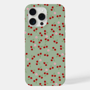 Motif de cerises sur fond vert