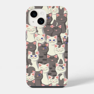 Coque Pour iPhone 14 Motif de chats blancs et gris