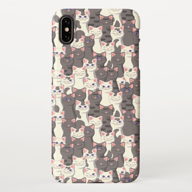 Coque iPhone Motif de chats blancs et gris (Dos)