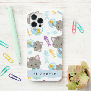 Coque iPhone 12 Pro Motif De Chats, Chats Mignons, Chatons, Votre Nom