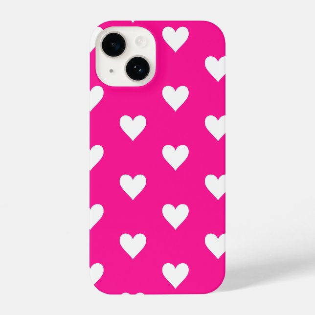 Coque iPhone Motif de coeur moderne rose chaud (Verso)