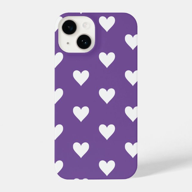 Coque iPhone Motif de coeur moderne violet blanc (Verso)