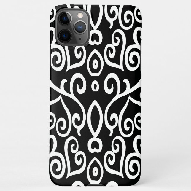 Coque iPhone Motif de coeur noir et blanc (Dos)
