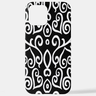 Coque iPhone 12 Pro Max Motif de coeur noir et blanc