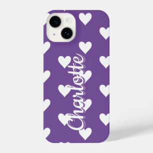 Coque Pour iPhone 14 Motif de coeur personnalisé violet