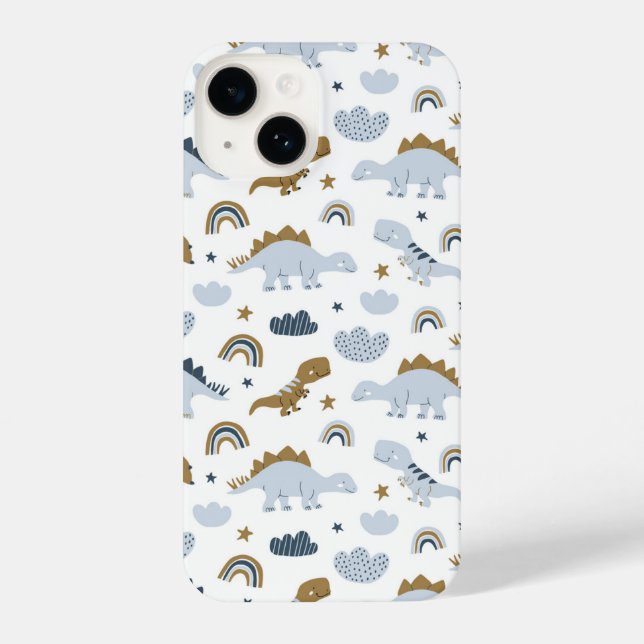 Coque iPhone Motif de dinosaure arc-en-ciel mignon (Verso)