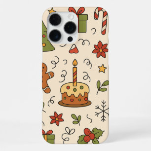 Coque iPhone 16 Pro Max Motif de doodle de Noël joyeux