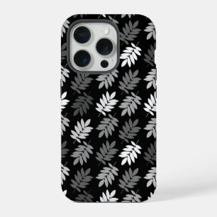 Motif de feuille aînée noir blanc gris