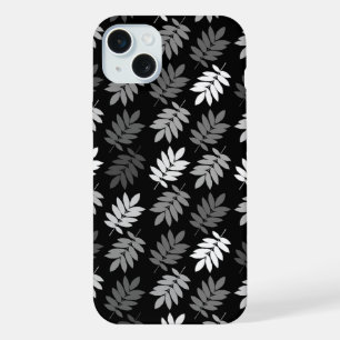 Motif de feuille aînée noir blanc gris