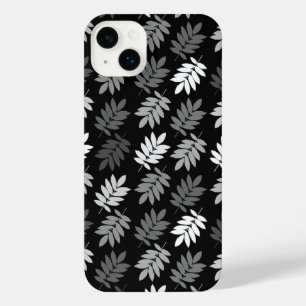 Motif de feuille aînée noir blanc gris