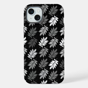 Motif de feuille aînée noir blanc gris