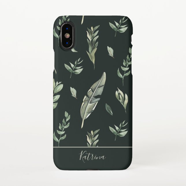 Coque iPhone Motif de feuilles tropicales modernes (Dos)