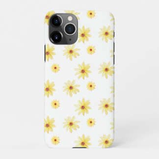 Coque iPhone 11Pro Motif de fleurs de dahlia d'aquarelle jaune