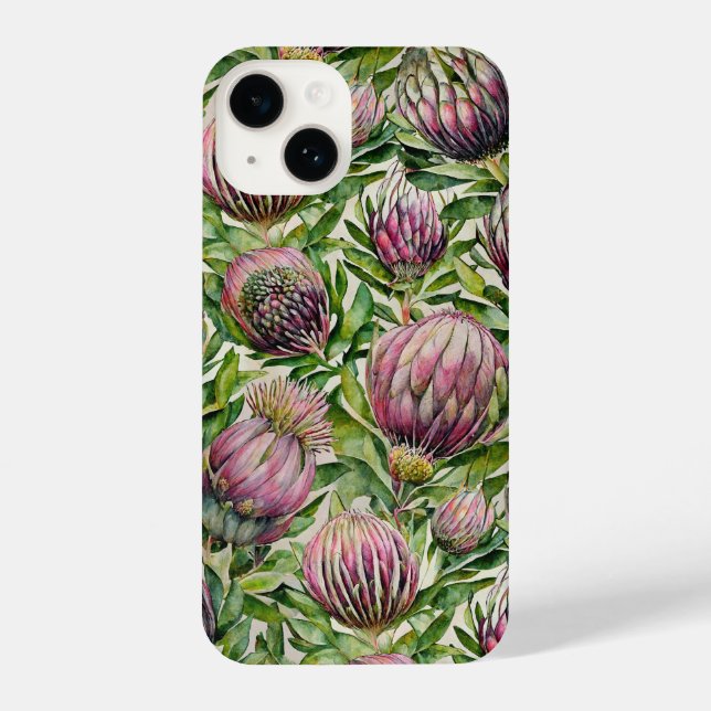 Coque iPhone Motif de fleurs de thé rose et vert (Verso)