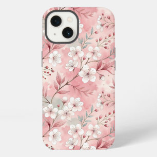 Etui iPhone 13 Motif de fleurs Sakura rose