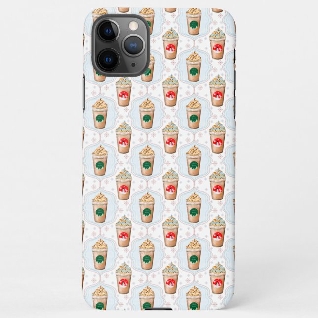 Coque iPhone Motif de flocon de neige Latte de Noël (Dos)